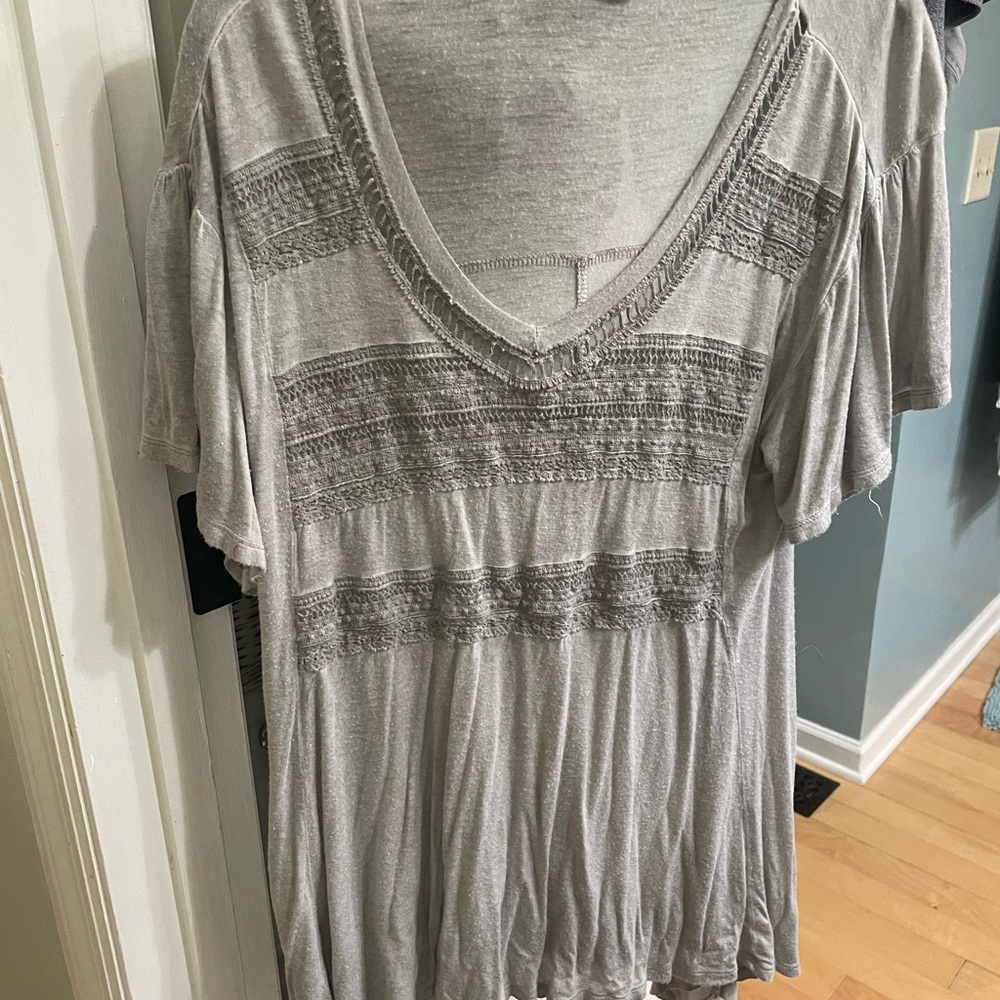 Cute top short sleeve gray